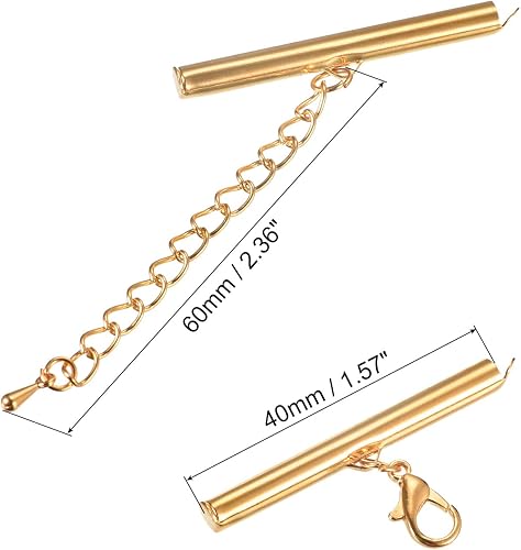 Miniatura 8 de uxcell 10 juegos de cierres deslizantes con cierres de pinza de langosta y cadena de extensión, extremos de cable deslizante de tubo de 0.394