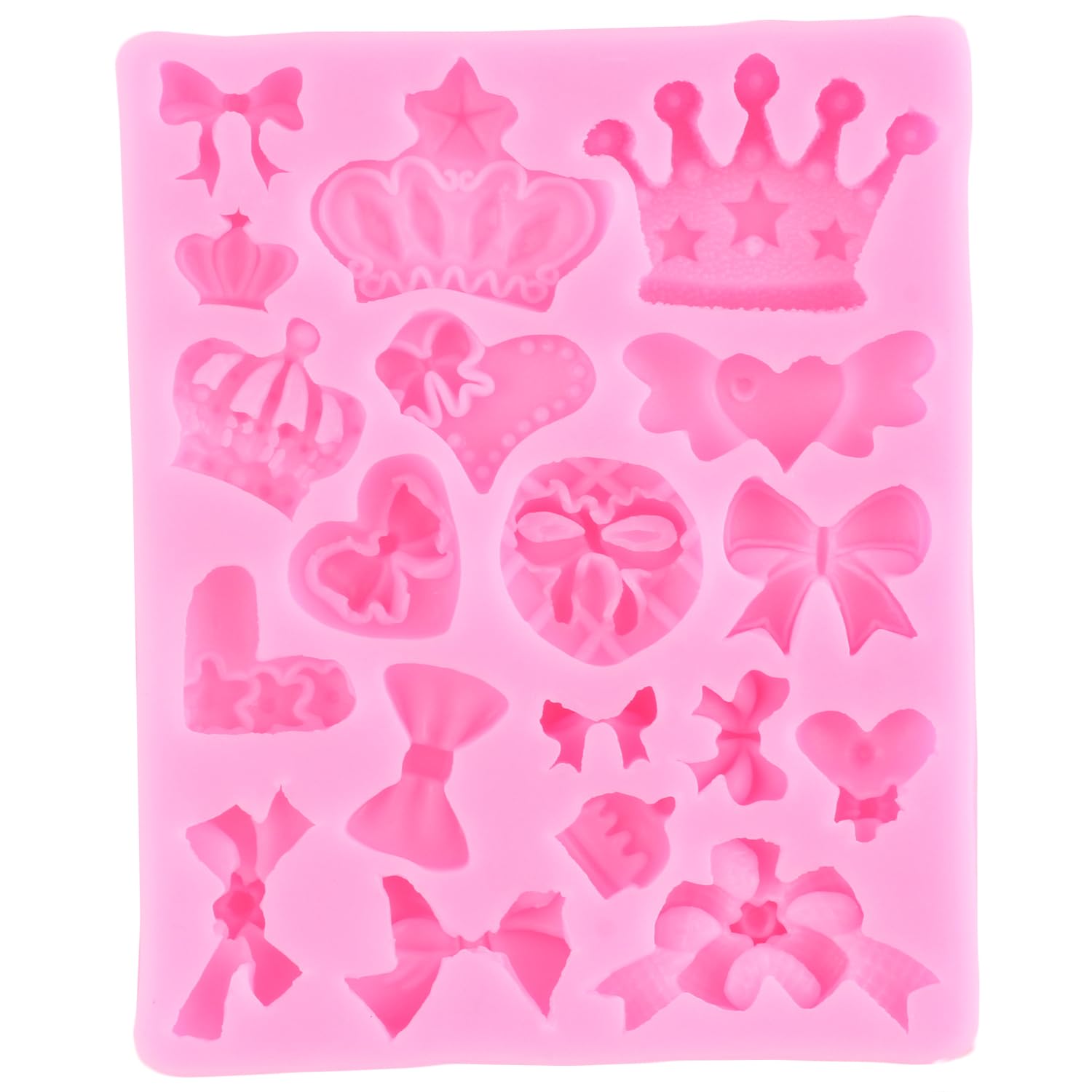 XMOLDNMS Crown Fondant Moulds Bow Crown Heart Silicone Mould for Cake Decoration Cupcake Topper Chocolate Candy Polymer Clay Gum Paste - Image 3