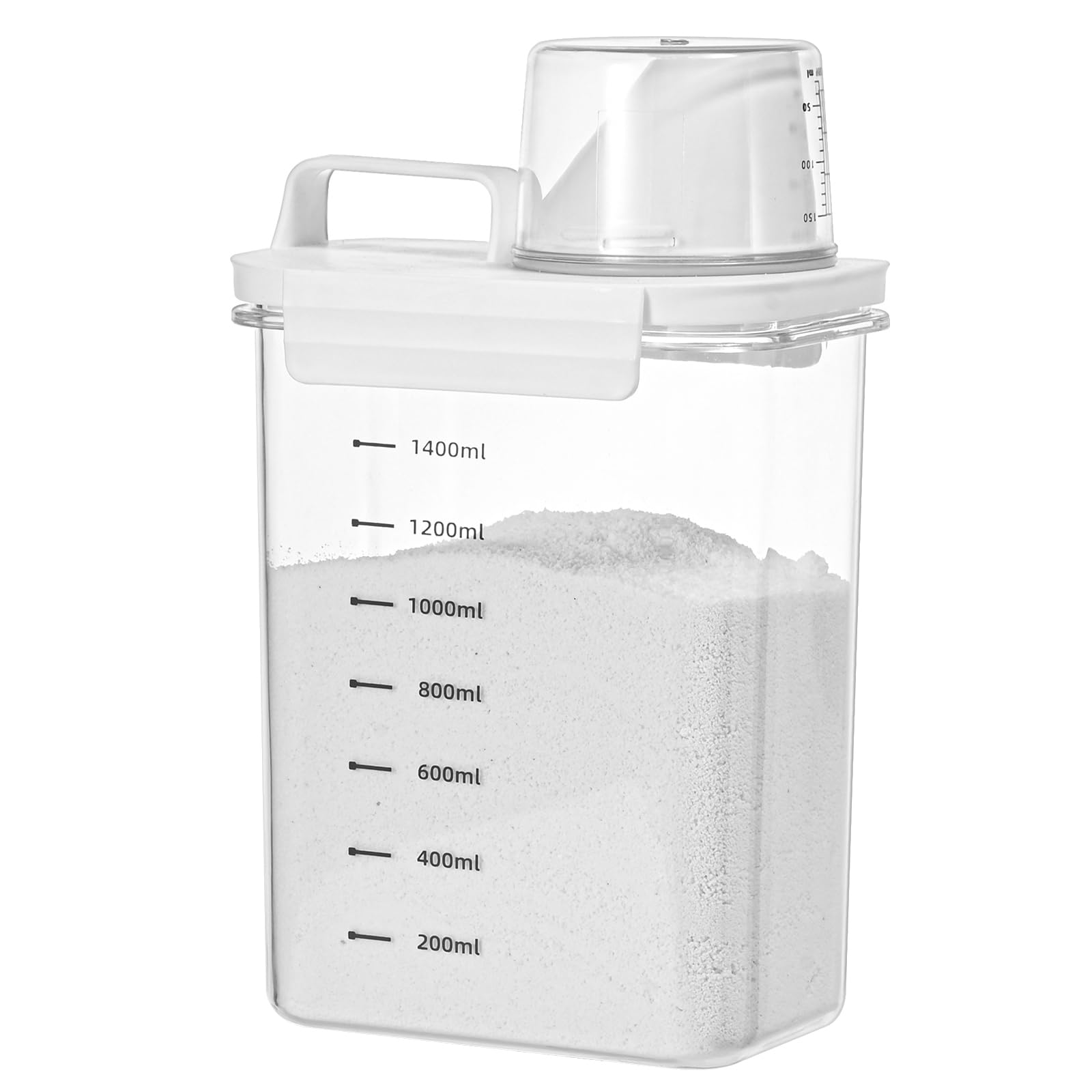 Dispenser per detersivo 1800 ml, sigillato, a prova di perdite, dosatore in polvere, contenitore con scala misurino