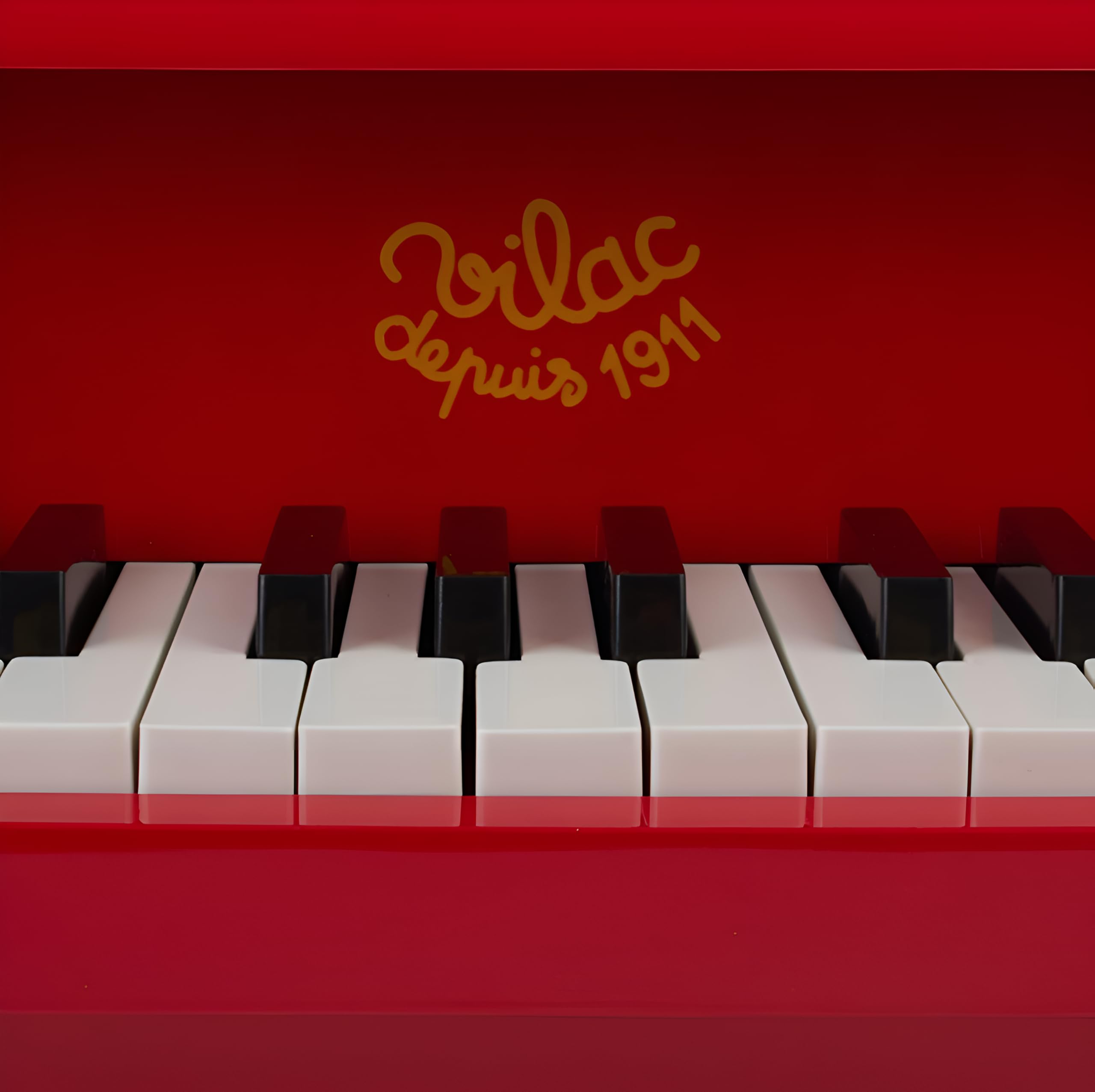 Vilac Vintage Holz 18 Tasten Klavier mit Partituren, Musikspielzeug Instrument für Kinder, Lackierung, Keine Batterien erforderlich, vormontiert, verbessert die Kreativität, ab 3 Jahren, Rot