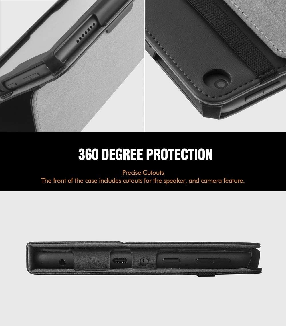 Poetic Slimfolio Case Designed for All-New Kindle Fire HD 8 and Fire HD 8 Plus Tablet (10th Generation, 2020), Premium Slim Synthetic Leather Flip Stand Cover, Auto Sleep/Wake, Black