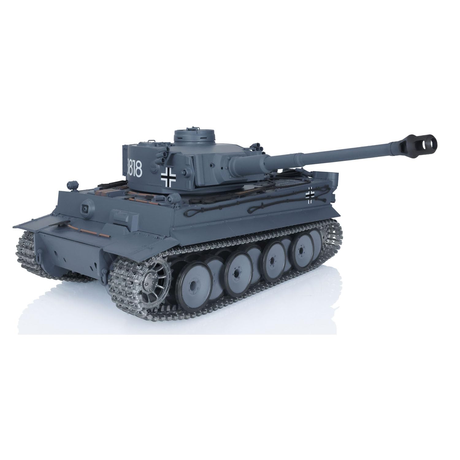 Heng Long RC Panzer RTR 3818 1/16 7.0 Upgraded Metall Version Deutscher Tiger I Metallspuren Umlenkräder Rauchgenerator Infrarot Kampf 340° Drehbarer Turm Airsoft Schießen