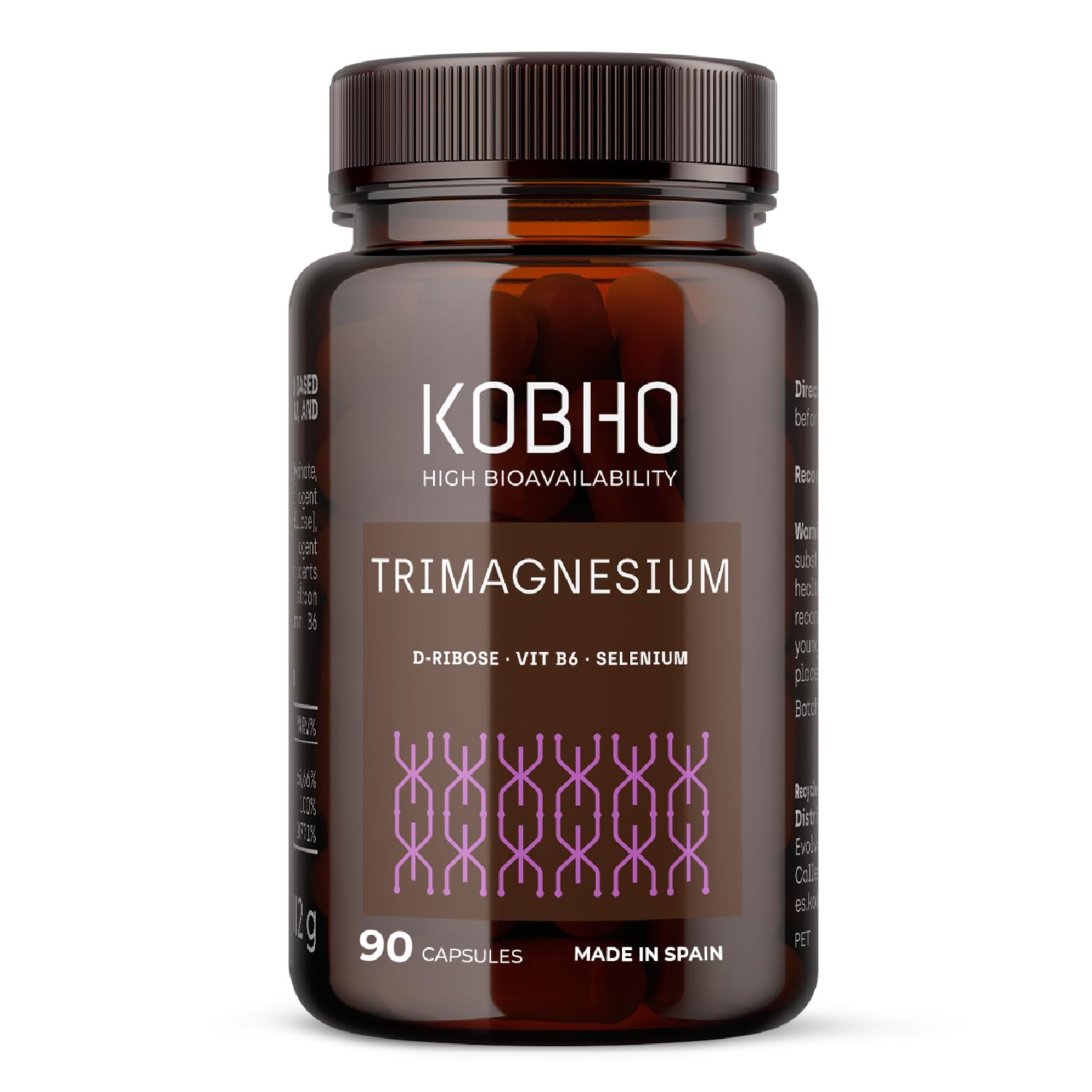 TRIMAGNESIUM Magnesio Bisglicinato, Malato y Taurinato, 90 Cápsulas | Fórmula Avanzada, con D-Ribosa, B6 y Selenio, Energía, Recuperación Muscular, Descanso, Vegano, Fabricado en España
