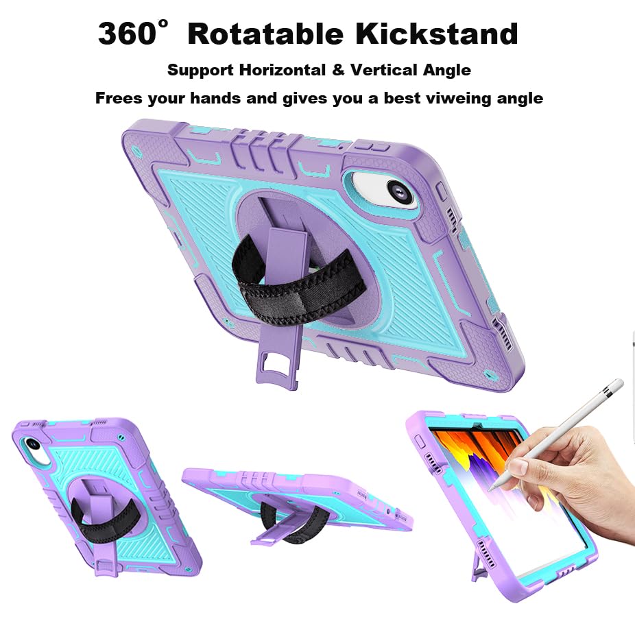 Image of ProElite for Xiaomi Redmi Pad 2 11 inch Case, Rugged 3 Layer Armor case Cover for Xiaomi Redmi Pad 2 11 inch Case with Hand Grip and Rotating Kickstand with Shoulder Strap, Purple Blue