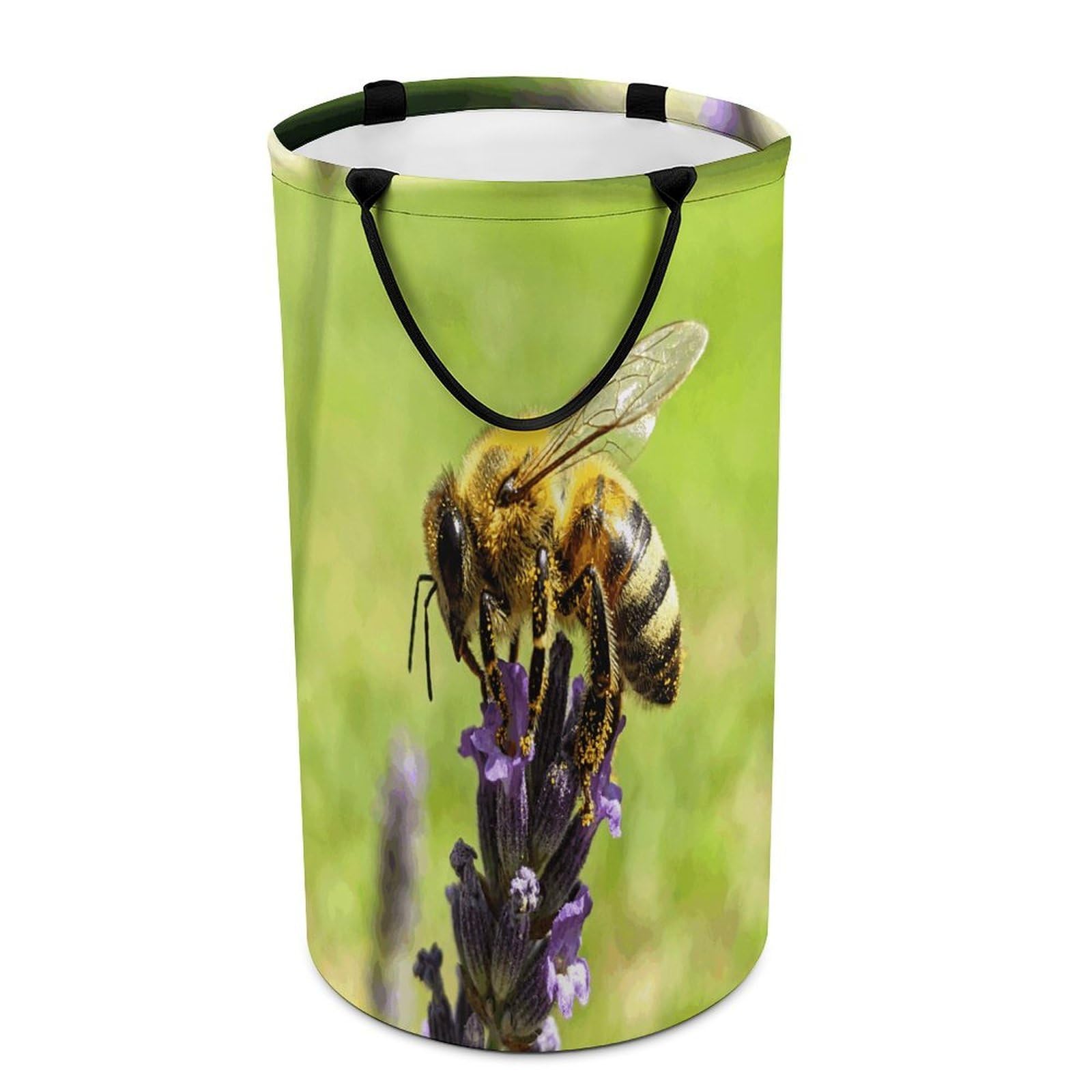 Bees Laundry Hamper Waterproof Polyester Laundry Baskets Collapsible Dirty Clothes Storage Basket Clothes Hampers with Sturdy Handles for Travel Bedroom