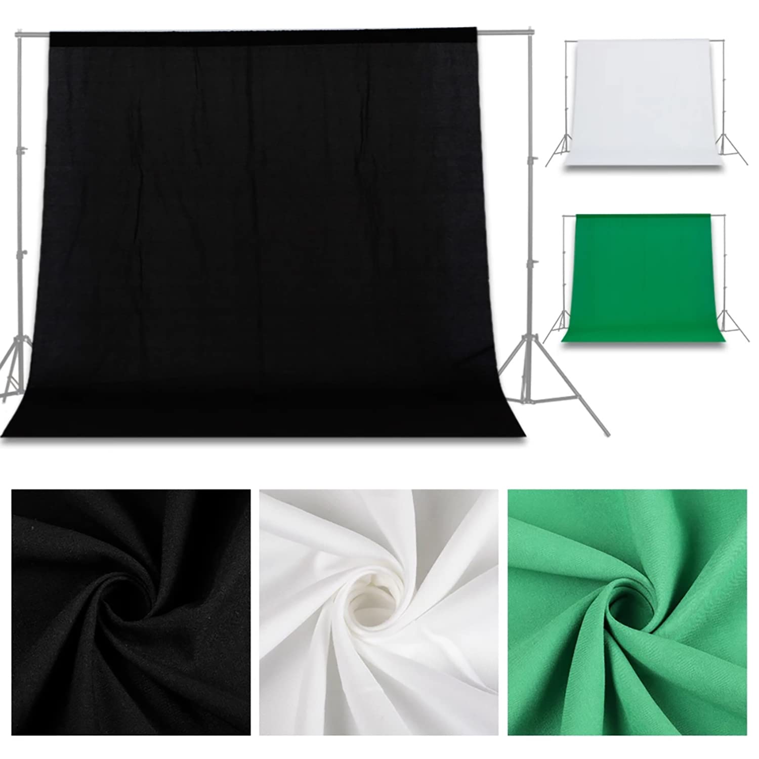 Softbox Fotografico Set con Fondale*3,Andoer Illuminazione Continua Luce da Studio Softbox 50x70cm *2 +Ombrelli 83cm*2 +Lampadine 45W *4 +Stativo 2M *4 +Supporti Per Sfondo +3M*2Morsetti*3 + Borsa