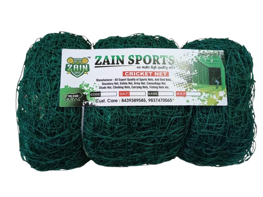 Zain Sports Cricket Net for Practice | Full Size Outdoor Netting Setup with Poles and Stand | Portable Batting Cage for Garden, Terrace, Backyard | Training Equipment for Kids & Adults (10x30 feet)