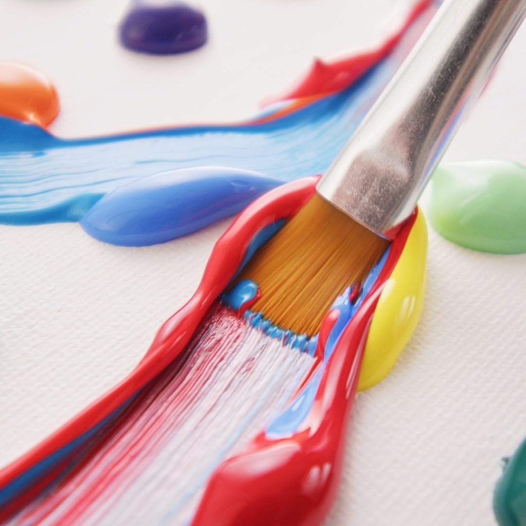Complete Acrylic Paint Set – 12х Rich Pigment Colors & 6x Art Brushes - Includes 3 Paint Canvases, Palette Knife & Sponge - Perfect for Canvas, Clay, Ceramic - Non-Toxic, Great for Kids & Adults