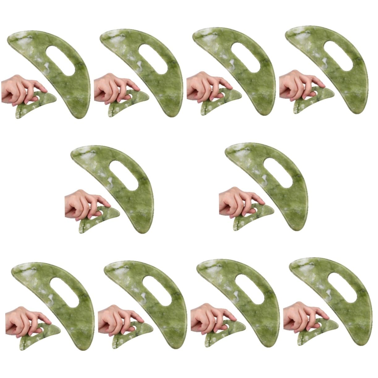 PACKOVE 10stücke Gua Massagewerkzeug Jade Für Gesicht Augen Und Hals Ergonomisches Schabebrett Gesichtsbehandlung Und Selbstmassage Polierte Oberfläche Für Sanfte Anwendung