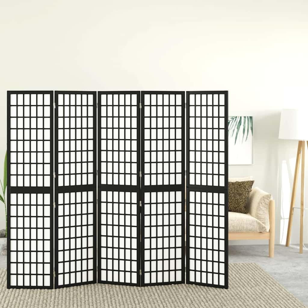 vidaXL Cloison de séparation Pliable 5 Panneaux 200x170 cm Noir