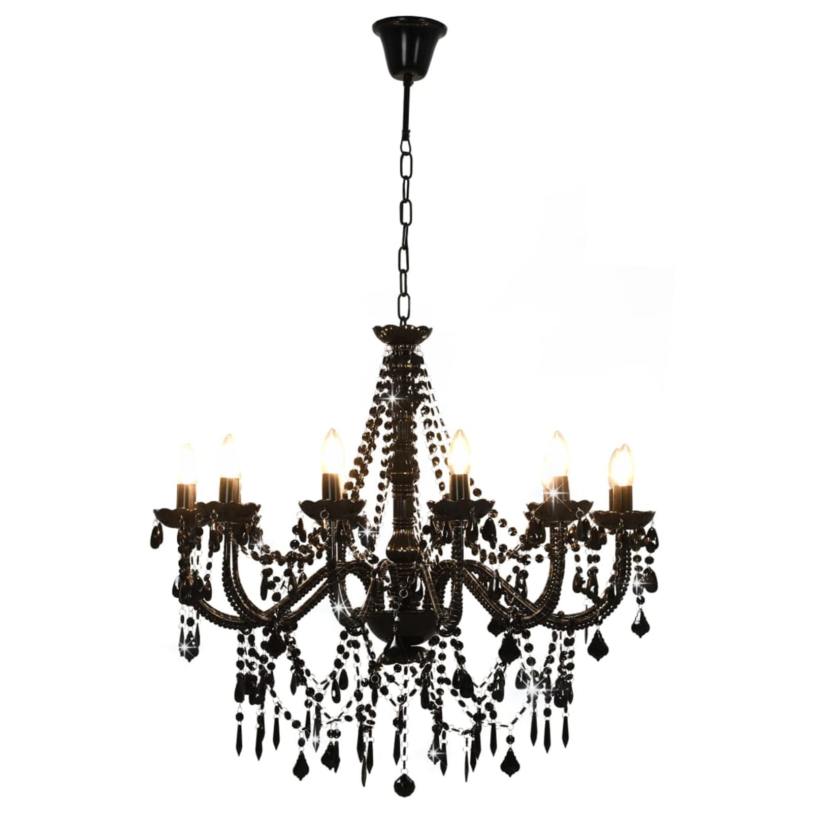 Rantry Kronleuchter mit Perlen Schwarz 12 x E14 Lampen Kronleuchter