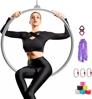 YXXSDP Womens Single Point Aerial Equipment Yoga Hoop, Stainless Steel Hang Aerial Hoop Lyra Hoop Set, 2204lbs Strength Tested Circus Lifting Ring (Size : 100cm/39.4inch)