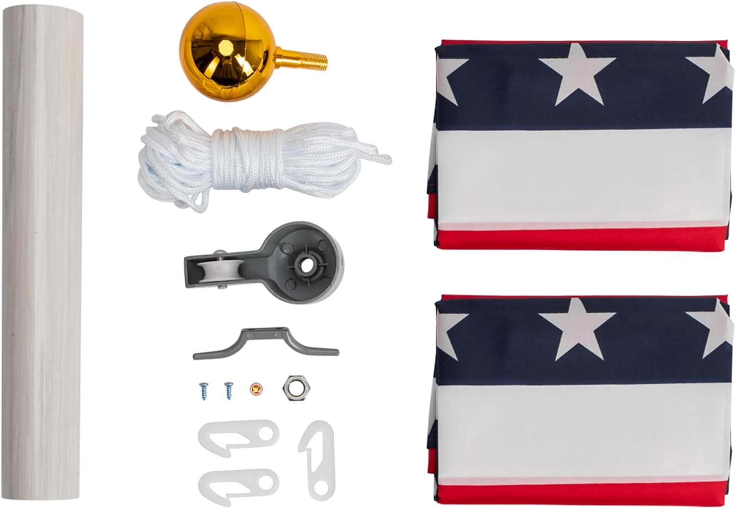 25ft Flag Pole Kit,American Flags for Outside with Pole,Heavy Duty Aluminum Flagpole with 3x5 American Flag, Thick Rust-Proof Sectional Pole US America Flag Flagpole Kit,for Outside House, Porch, Yard