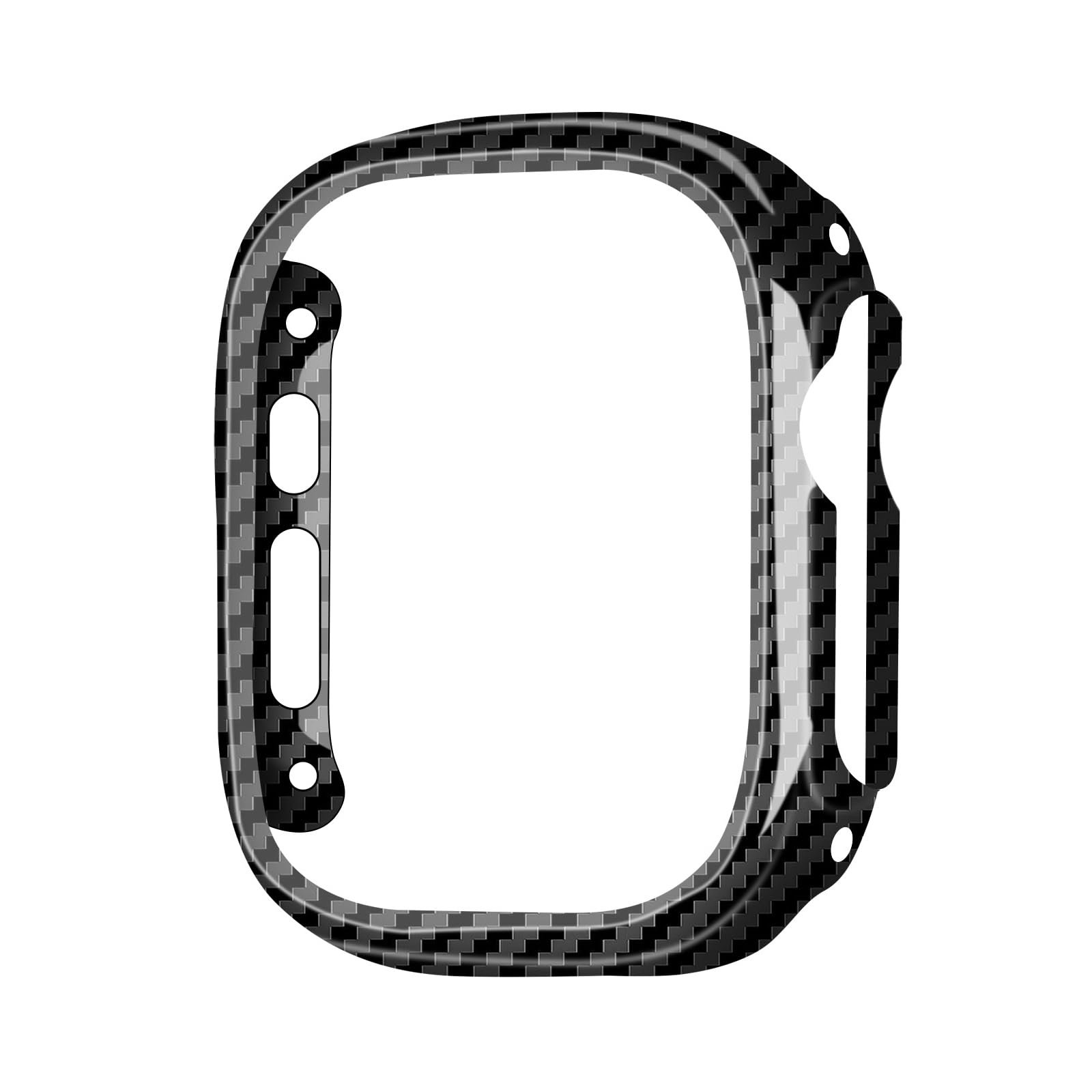 MONOCARBON Custodia in fibra di carbonio per Apple Watch Ultra (49 mm), ultra sottile, leggera, resistente, con pellicola proteggi schermo, per iWatch, colore: Nero lucido