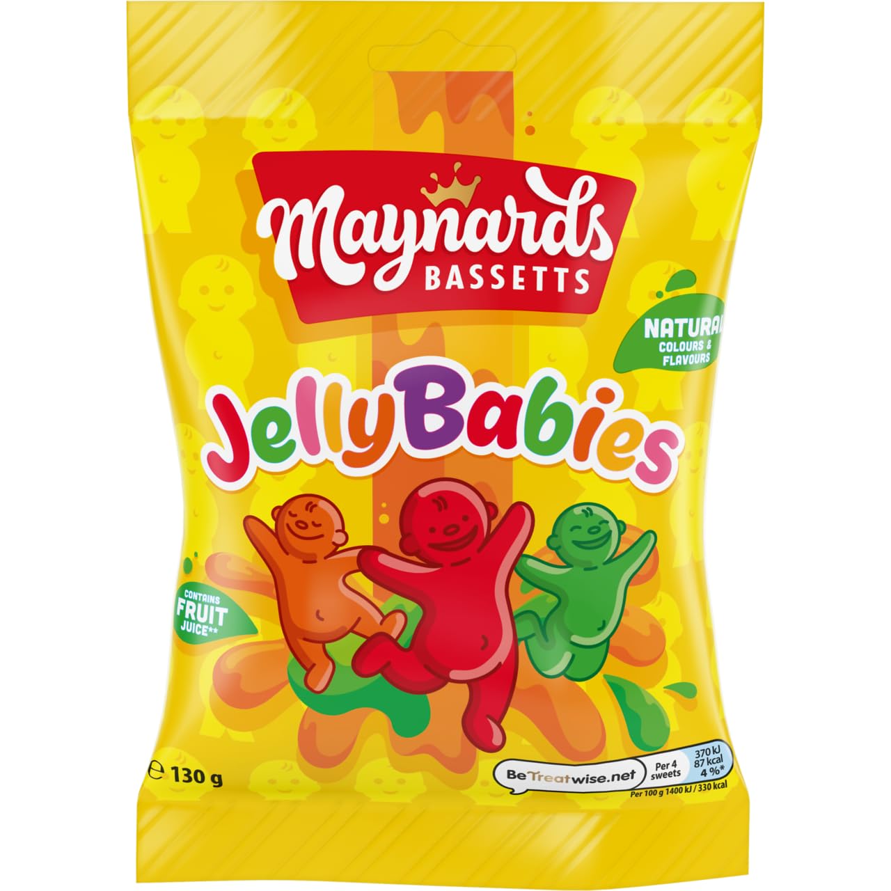 Maynards Bassetts Jelly Babies, Bursting with Fruity Flavours, Soft & Chewy Texture, 130 g (Pack of )