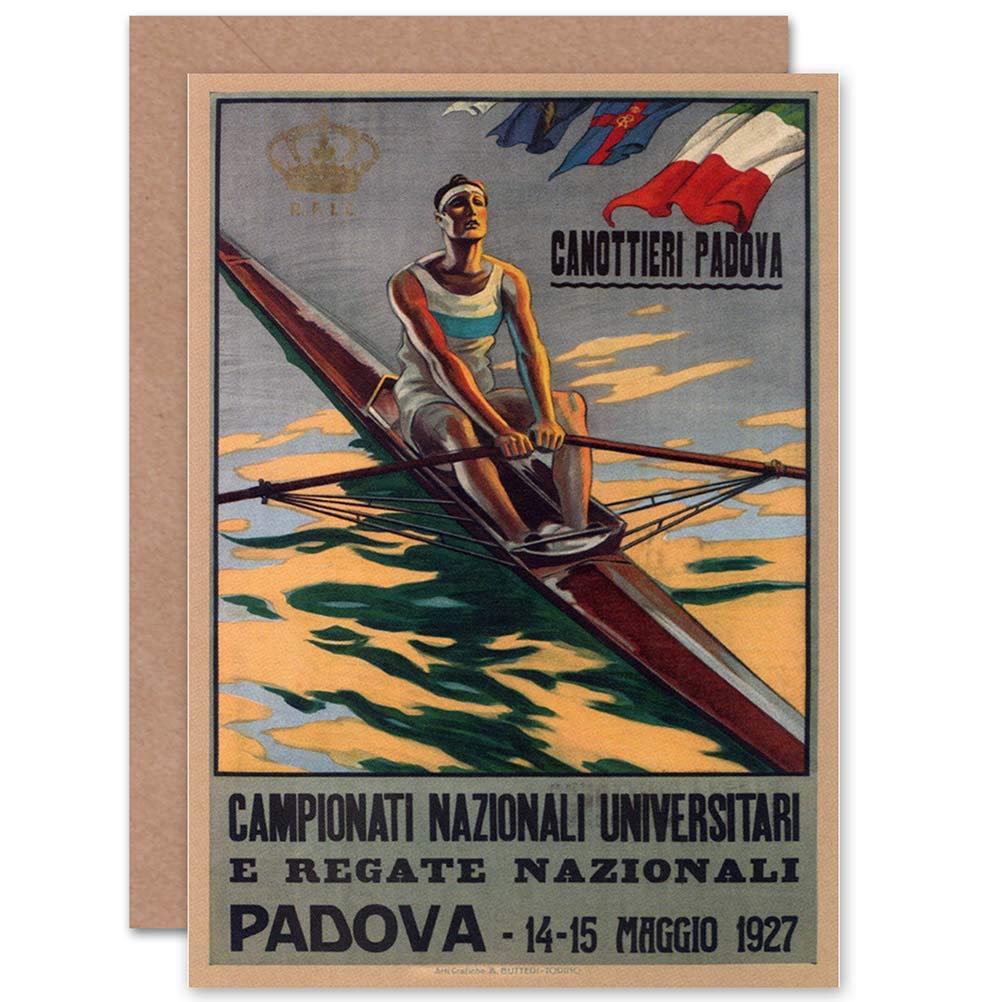 Wee Blue Coo SPORT ROWING CANOE PADOVA ITALY REGATTA EXHIBITION AD GREETINGS CARD