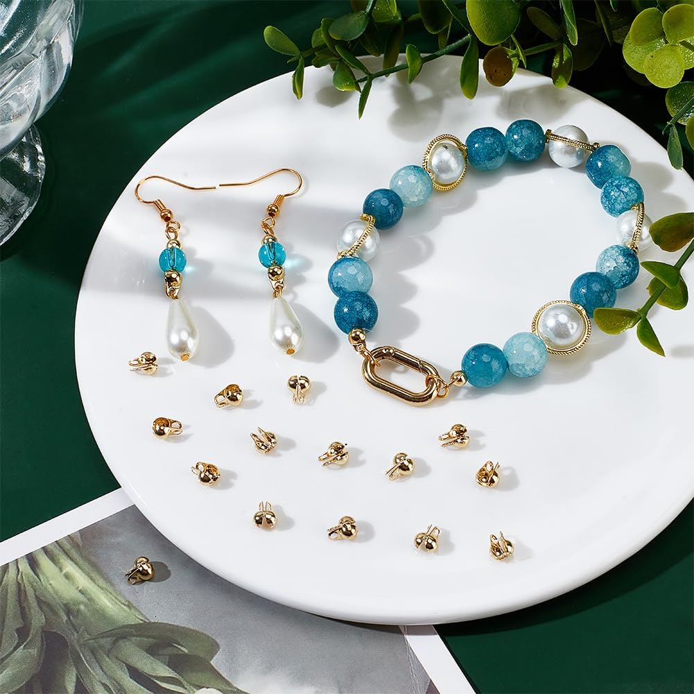 Beebeecraft 1 Box 300Pcs Open Bead Tips 18K Gold Plated 304 Stainless Steel Clamshell Knot Cover Crimp Fold-Over Calotte Ends Caps for Jewellery Making DIY Crafts - Image 3