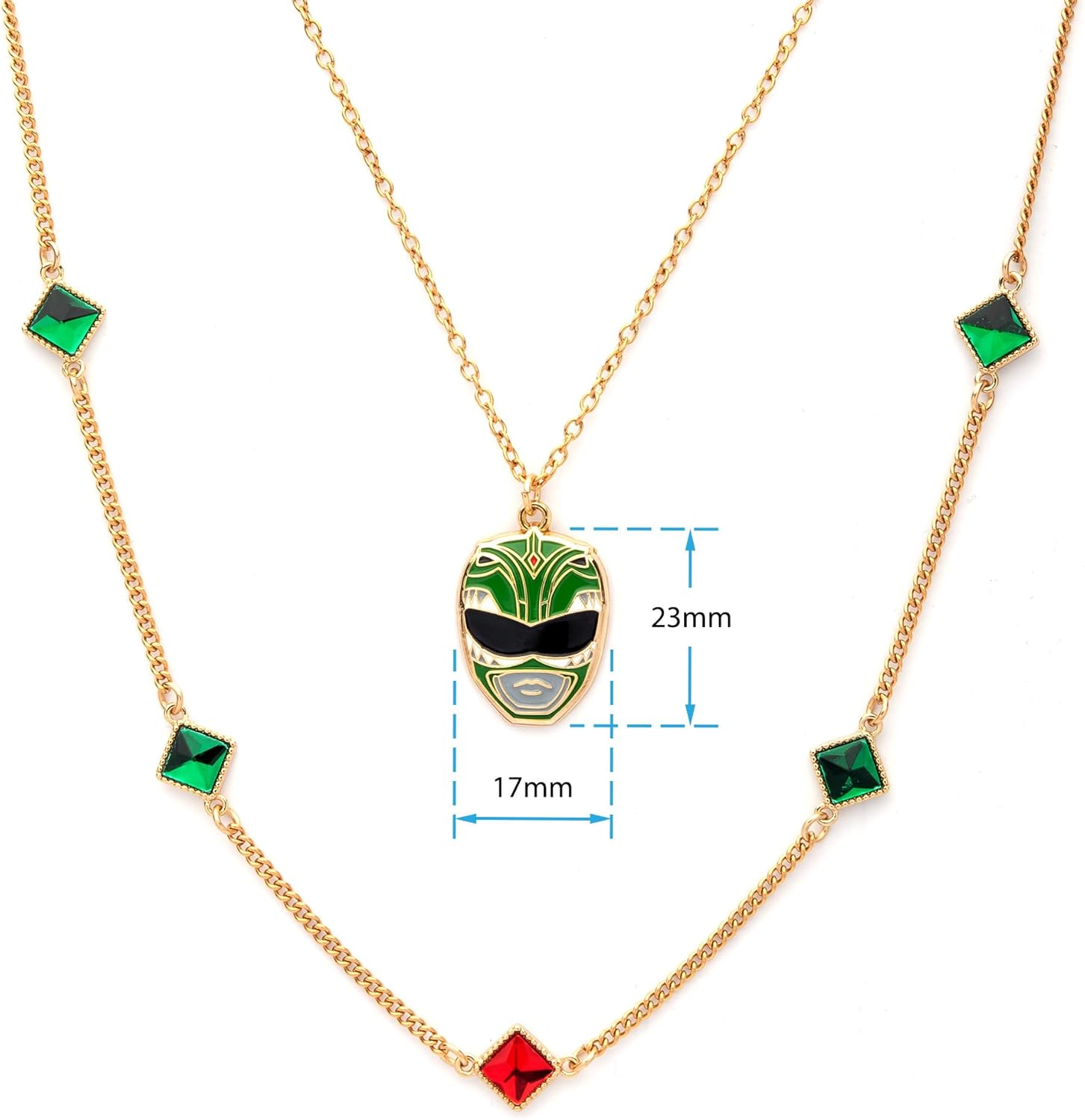 SalesOne Mighty Morphin Power Rangers Green Gem Ranger Necklace Set