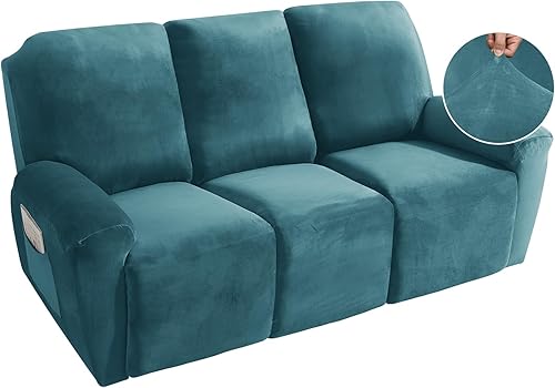 Vista 121 de MAXIJIN - Funda para sillón reclinable de terciopelo de 4 piezas, elástica, afelpada, gruesa y suave, con bolsillo lateral (camello)