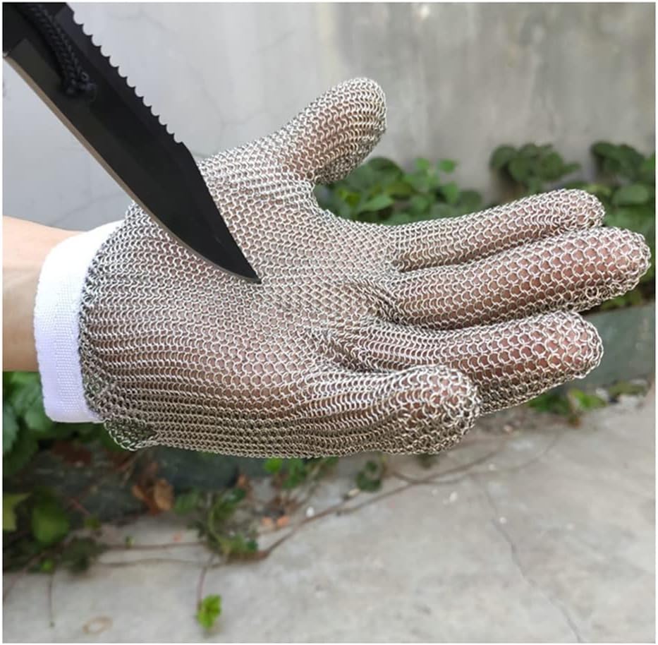 Stainless Steel Cut Resistant Gloves, Non-Slip Wear Resistant Metal Chain Gloves, Slaughterhouse Butcher Gloves (Size : A Pack of one/XXL)