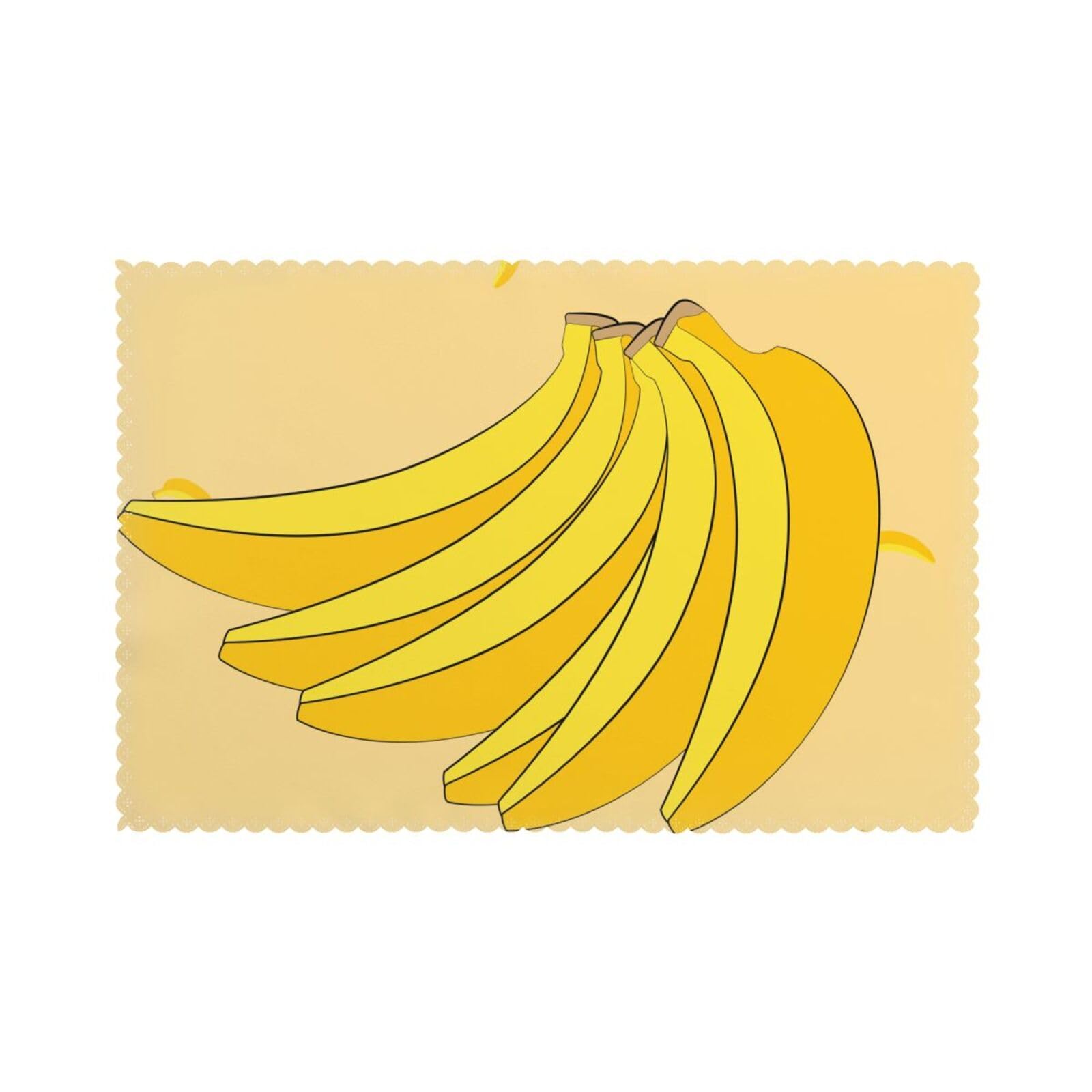 cartoon banana Placemat set of 6, oil-proof and insulated dining table placemats, washable and wipeable.