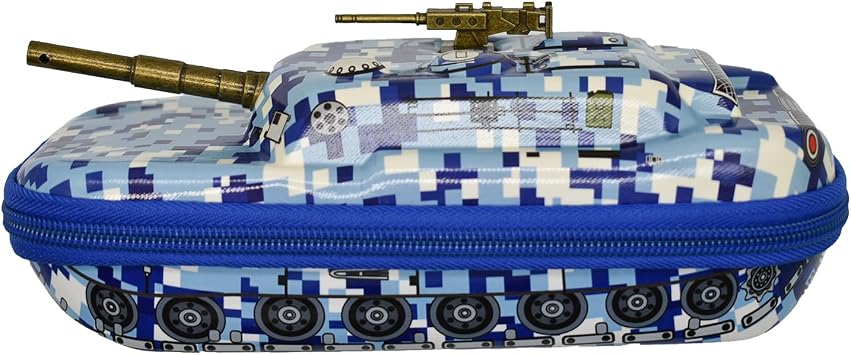 Maydahui Tank Shape Camo Pencil Case Large Capacity Pen Pouch Holder Compartments Organizer Pencil Bag Stationery Box Waterproof EVA Camouflage Blue