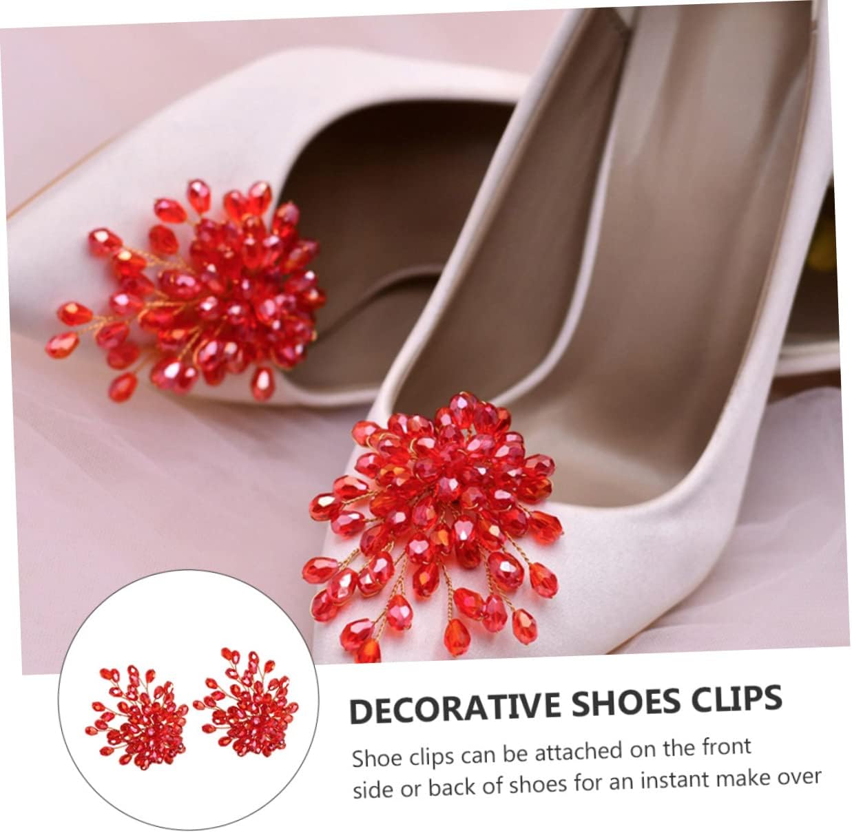 2pcs Shoe Clip Wedding Shoes Clips Decorative Shoes Clips High Heels for Women Rhinestone Shoe Buckles Pearl Pumps Pearl Trim Shoes Crystal Clips Decorative Flower Accessories Miss
