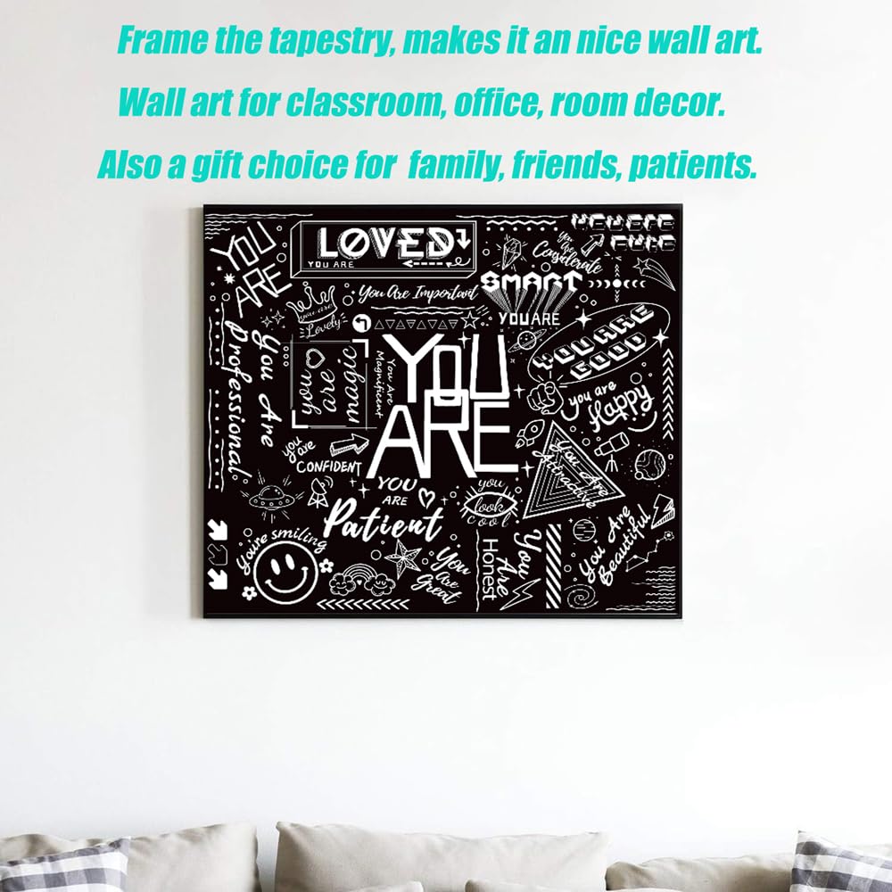 Jhdstore Arazzo Motivazionale Con Citazioni Positive - 130x150 Cm, Nero, In Poliestere, Per Camera Da Letto E Aula