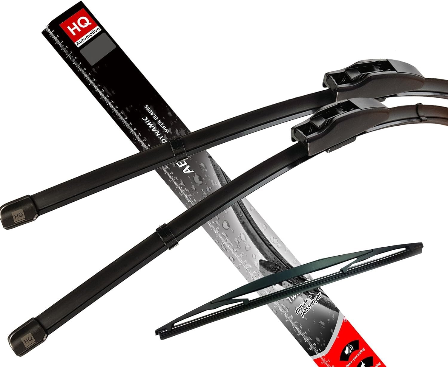 Front & Rear kit of Aero Flat Windscreen Wiper Blades AD61-421|HQ16K