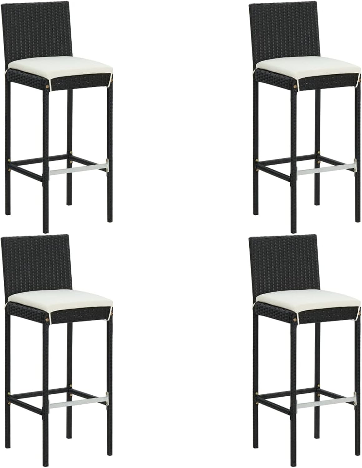 REWIS 5 Piece Patio Bar Set with Cushions Outdoor Bar Set Outside Bars for Patio Bistro Table Set Outdoor Black 3067958