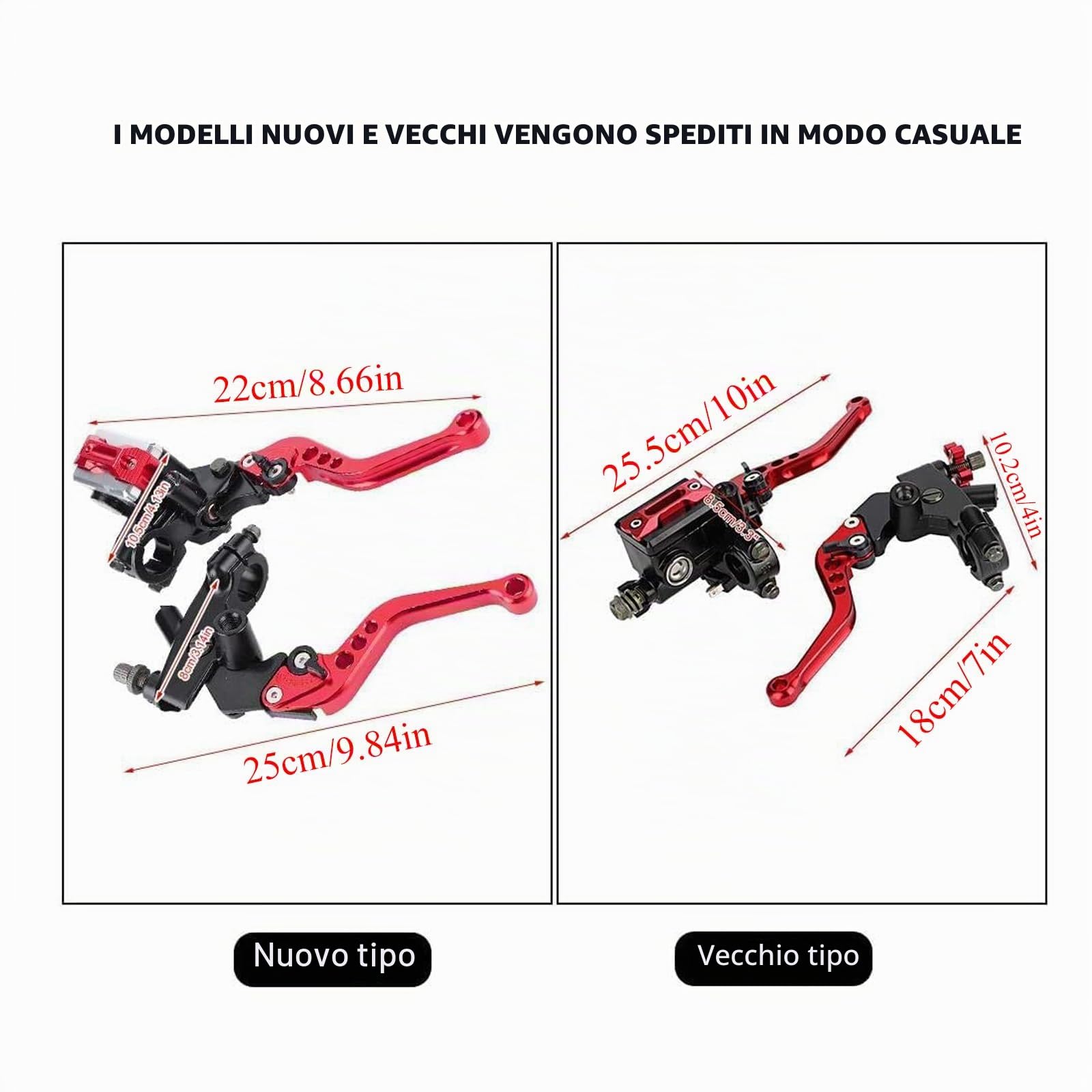 Longzhuo Leva Moto Universale 7/8"(22mm) per Freno e Frizione - 50cc, Cross, Maniglia (Rosso)