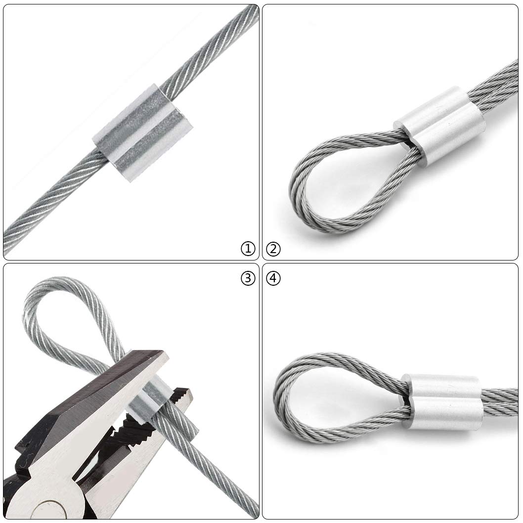 Aluminum Crimping Loop Sleeve Dual Hole Cable Ferrule For 1/8inch