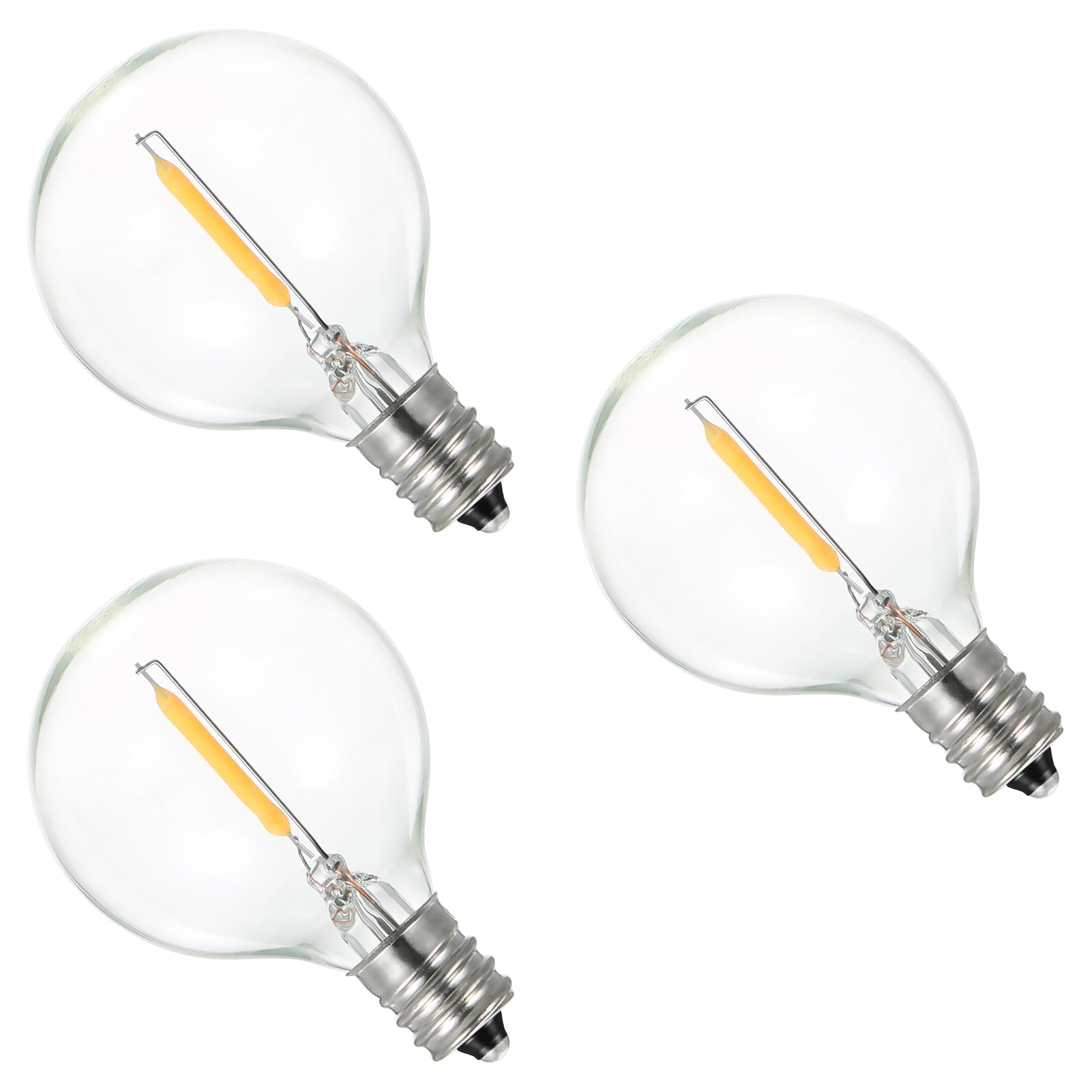 HUIOP Light Bulb,AC220-230V 1W G40 Replacement Light Bulbs 3Pack E12 Screw Base Glass Globe Bulbs for String Light Indoor Outdoor Patio Decor Warm White
