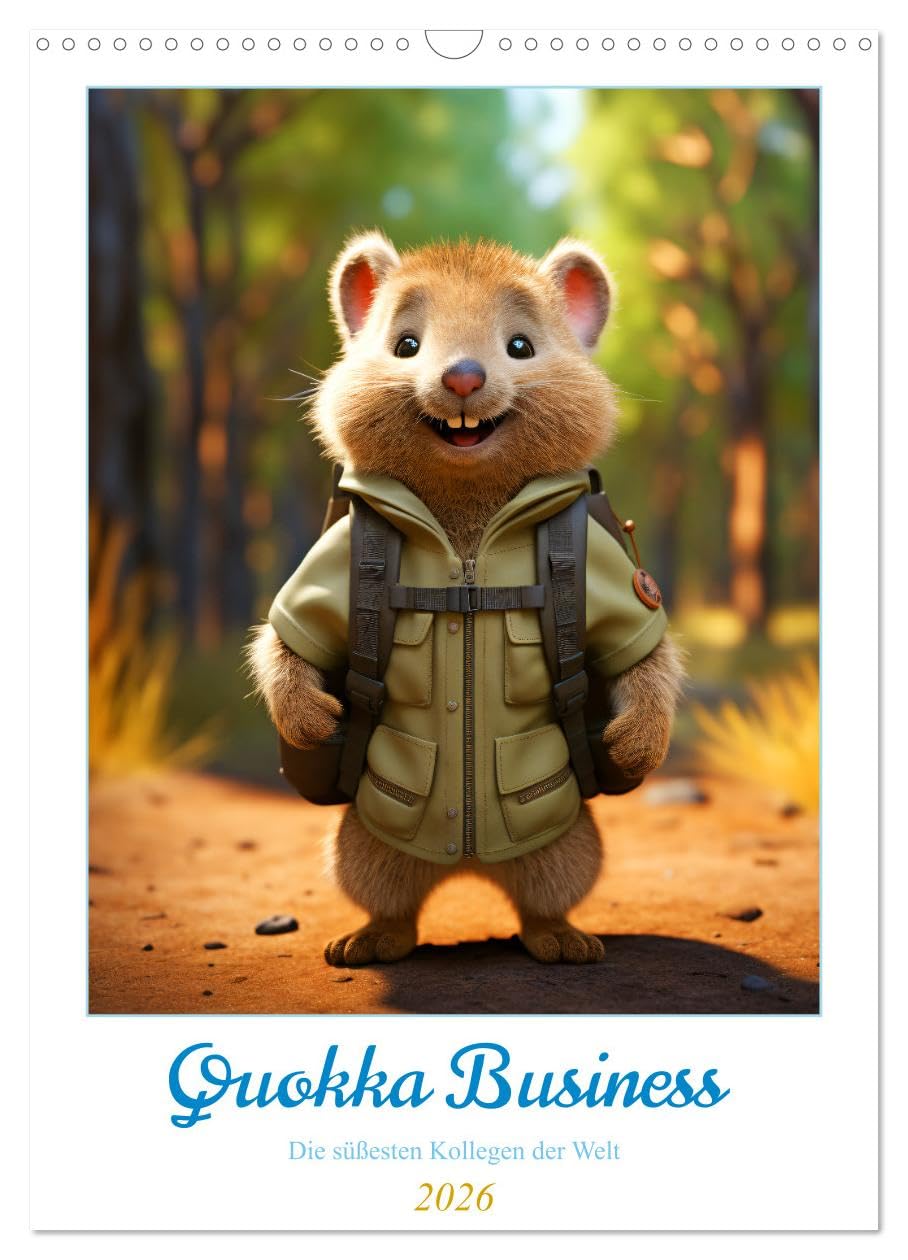 Quokka Business - The sweetest colleagues in the world UK-Version (Wall Calendar 2026 DIN A3 Portrait), CALVENDO 12 Month Wall Calendar — image 1