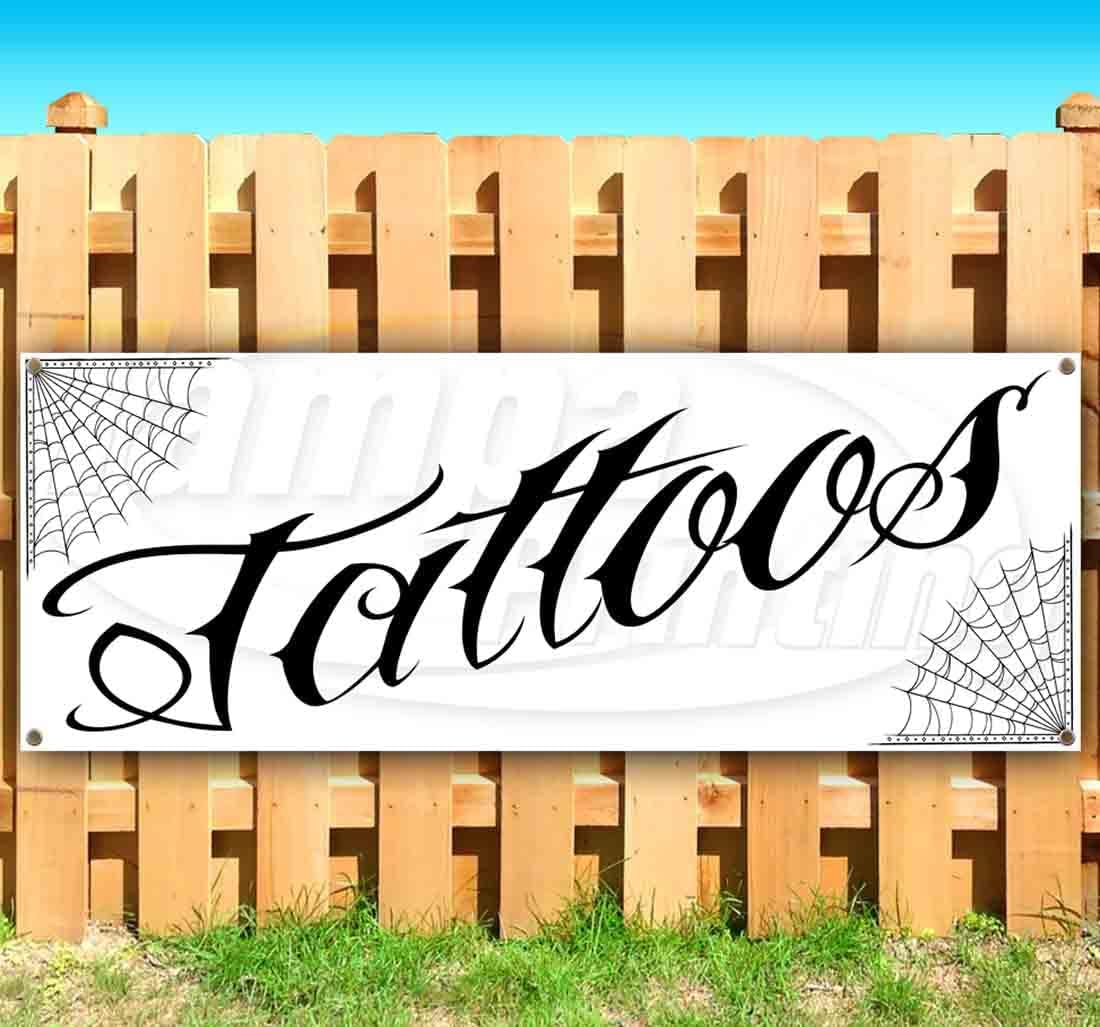 Tattoos Banner 13 oz | Non-Fabric | Heavy-Duty Vinyl Single-Sided with Metal Grommets