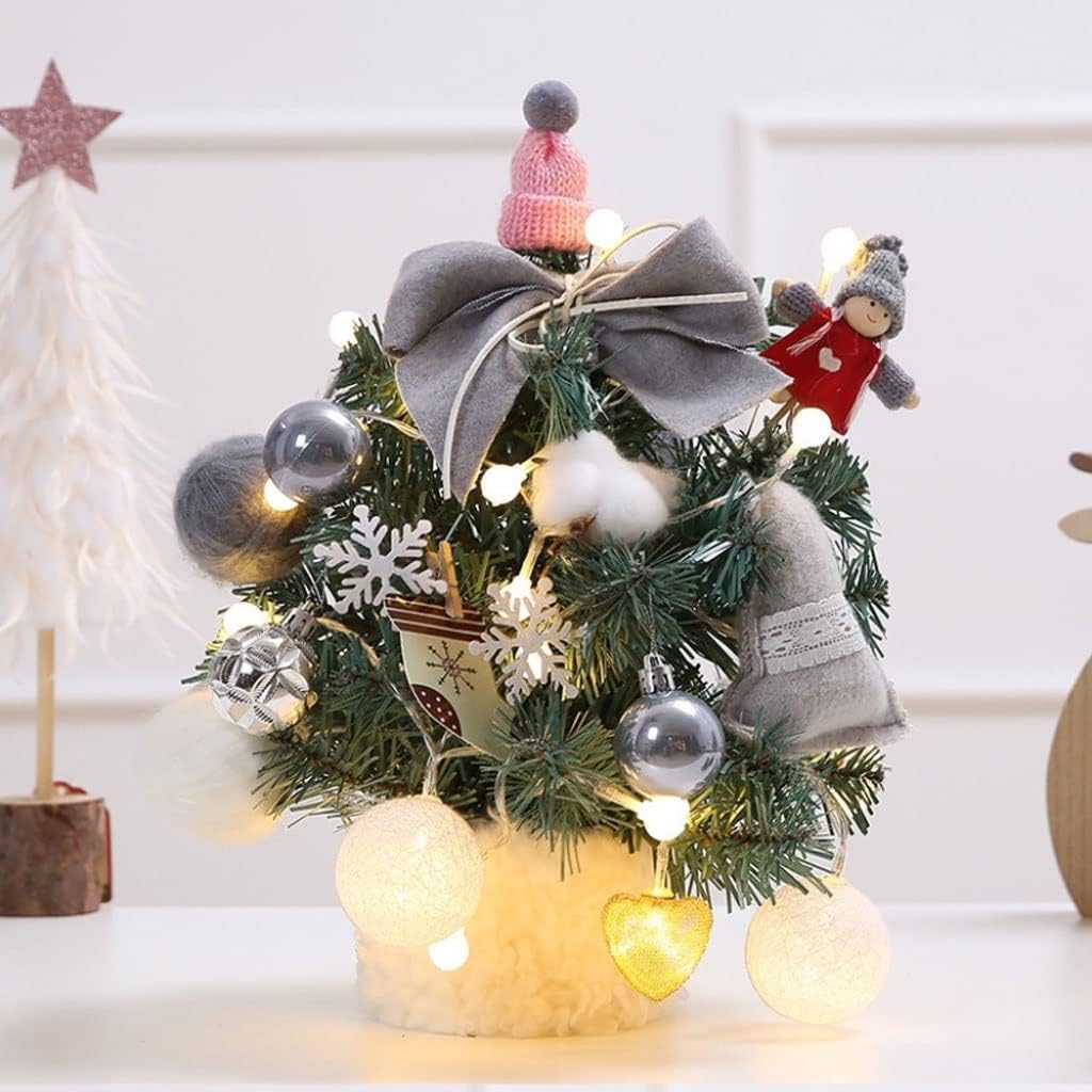ZUMAHA Albero di Natale da Tavolo da 30 cm/11,8 Pollici, Albero Artificiale Floccato con Ornamenti, Set Fai da Te per Albero da Tavolo per Feste di Natale a casa