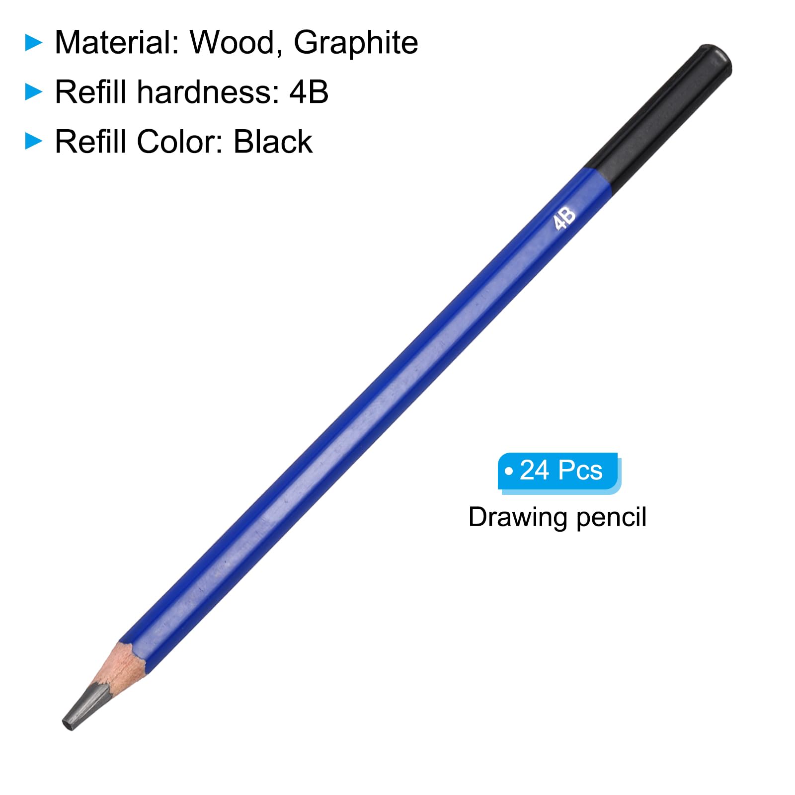 PATIKIL 4B Drawing Pencils for Sketching 24PCS Sketch Pencils for Drawing Art Pencils Graphite Wood Pre-sharpened for Drawing Sketching Artists 4B Pencils - Image 3