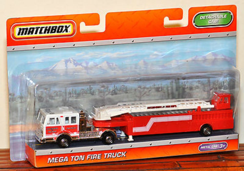 2010 Matchbox Mega Ton Ladder Fire Truck Detachable Cab 9' San Luis