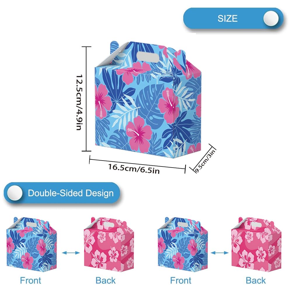 18 Pcs Cute Cartoon Pink Blue Hawaii Party Favor Boxes - Print Flower Patterns Gift Paper Boxes, Cartoon Themed for Hawaiian Bench Themed Decorations for Birthday Presents Decorations Supplies (18Pcs-boxes)