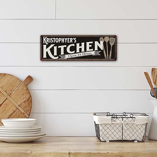 Miniatura 5 de Letrero de cocina personalizado para decoración del hogar, letreros rústicos con nombre personalizado, decoración de pared, placa de hojalata,