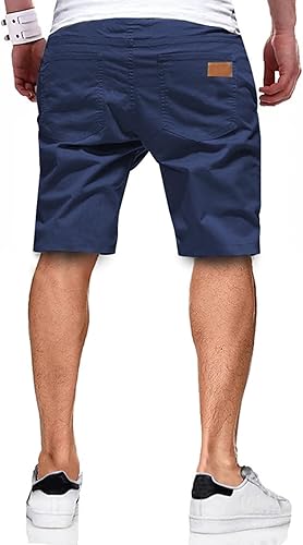 Miniatura 2 de JMIERR - Pantalones cortos informales para hombre, pantalones cortos de golf, pantalones chinos con cordón, de tela de sarga elástica, para verano y