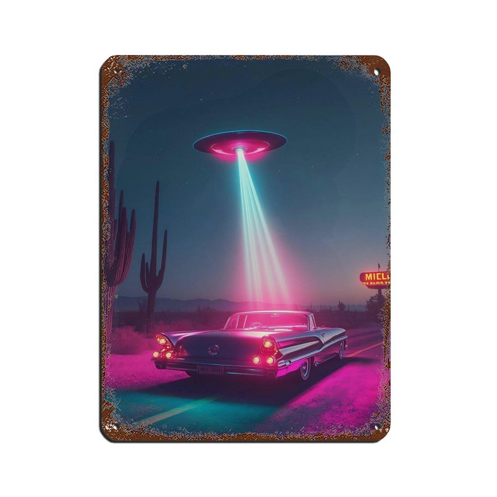 Vintage Futuristic Car Art,Sci-FiDecor Retro Poster Metal Tin Sign Chic Art Retro Iron Painting Bar People Cave Cafe Family Garage Poster Wall Decoration 12x16inch(30x40cm)