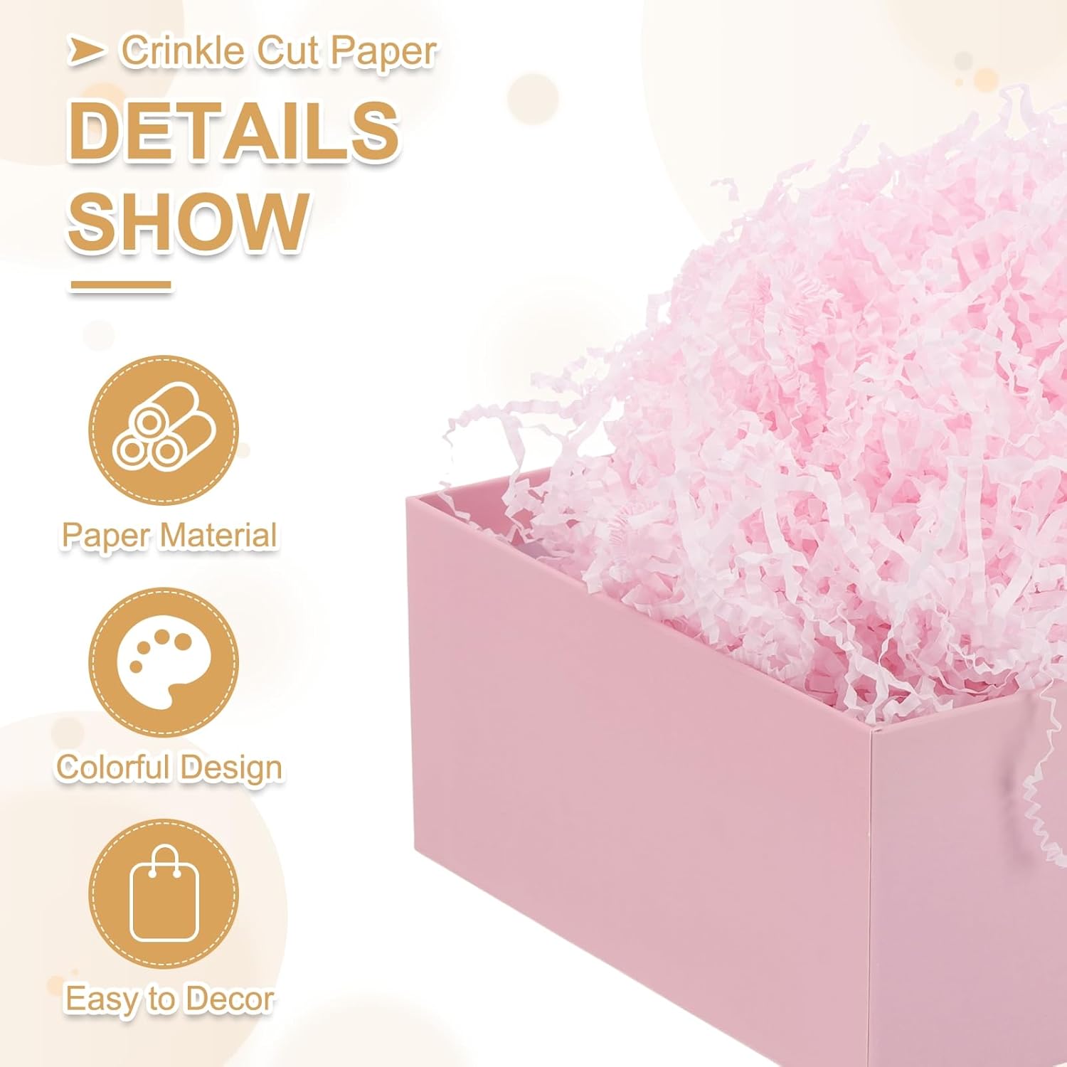 PATIKIL 1 LB Crinkle Cut Paper, Shred Packing Grass Cushion Paper Streamer for Wedding Birthday Bridesmaid Engagement Christmas Craft Gift Boxes Bags Basket Filler Decoration, Light Pink