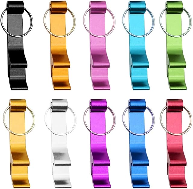 10 Pack Aluminum Beer Bottle Opener Keychain Palm Tree Mini Bottle Openers Keys Collector EDC Pocket Keyring Funny Gift