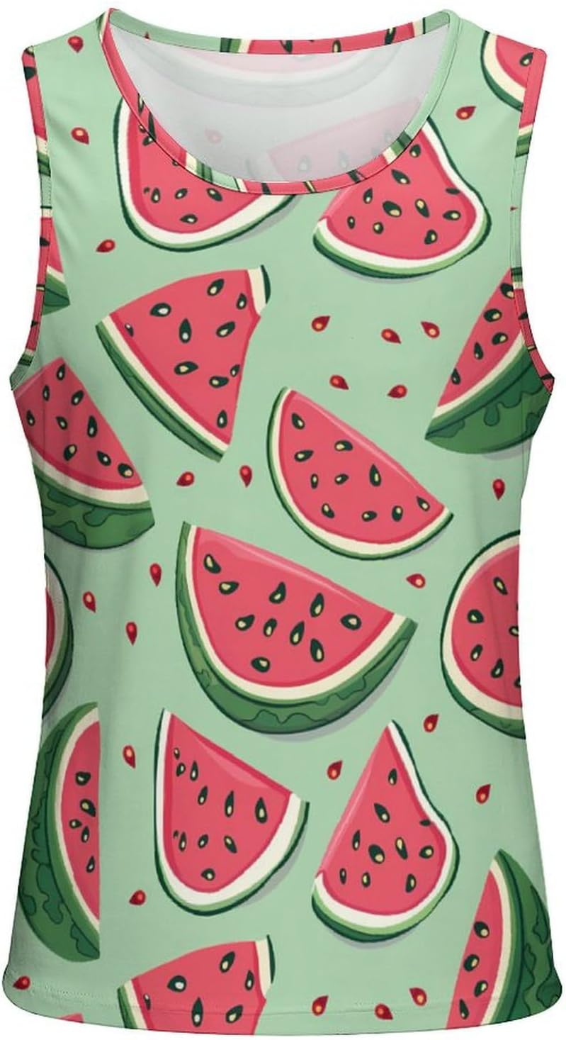 Watermelon Men's Tank Top Sleeveless Muscle Shirts Vest Beach T Shirts for Workout Gym