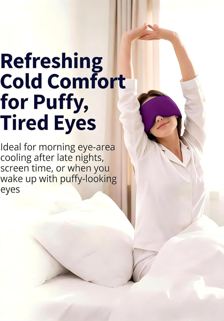 Cooling Gel Eye Mask for Puffy Eyes, Migraine & Headache Relief, Full Eye-Area Cold Compress for Eyes & Temples, FSA Eligible HSA Reusable Eye Ice Pack for Swelling & Post-Surgery Recovery image 3