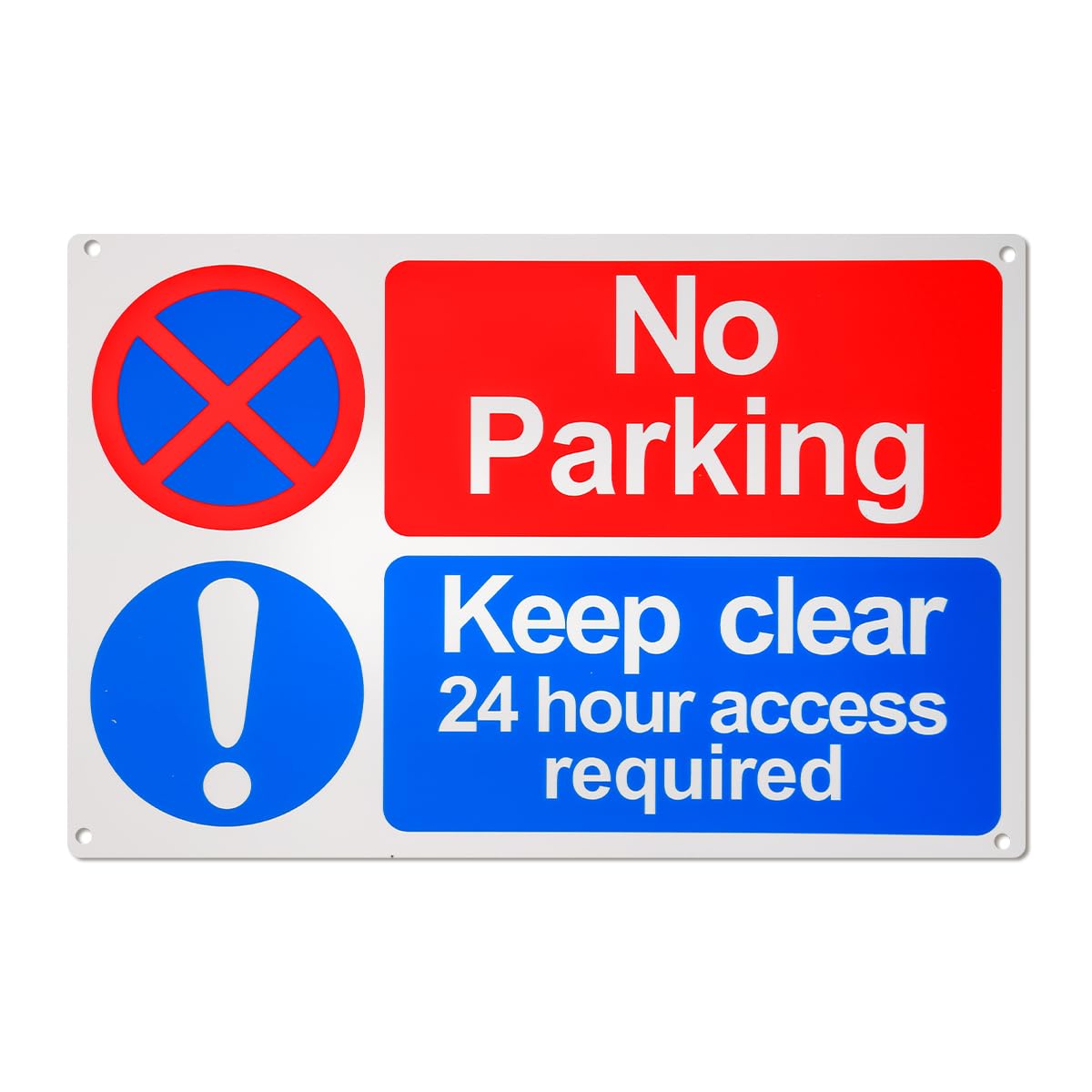 Lotsdonxia No Parking Keep Clear Sign - Weatherproof PVC Safety Sign with 4 Pre-Drilled Holes & Self-Adhesive, Applicable to Driveway Access Areas