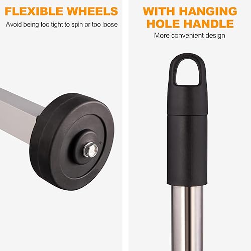 Miniatura 5 de Toolwiz Barredora magnética de 17 pulgadas, herramientas de techo para barredora de césped, imán de 8.8 libras con soporte telescópico y ruedas para