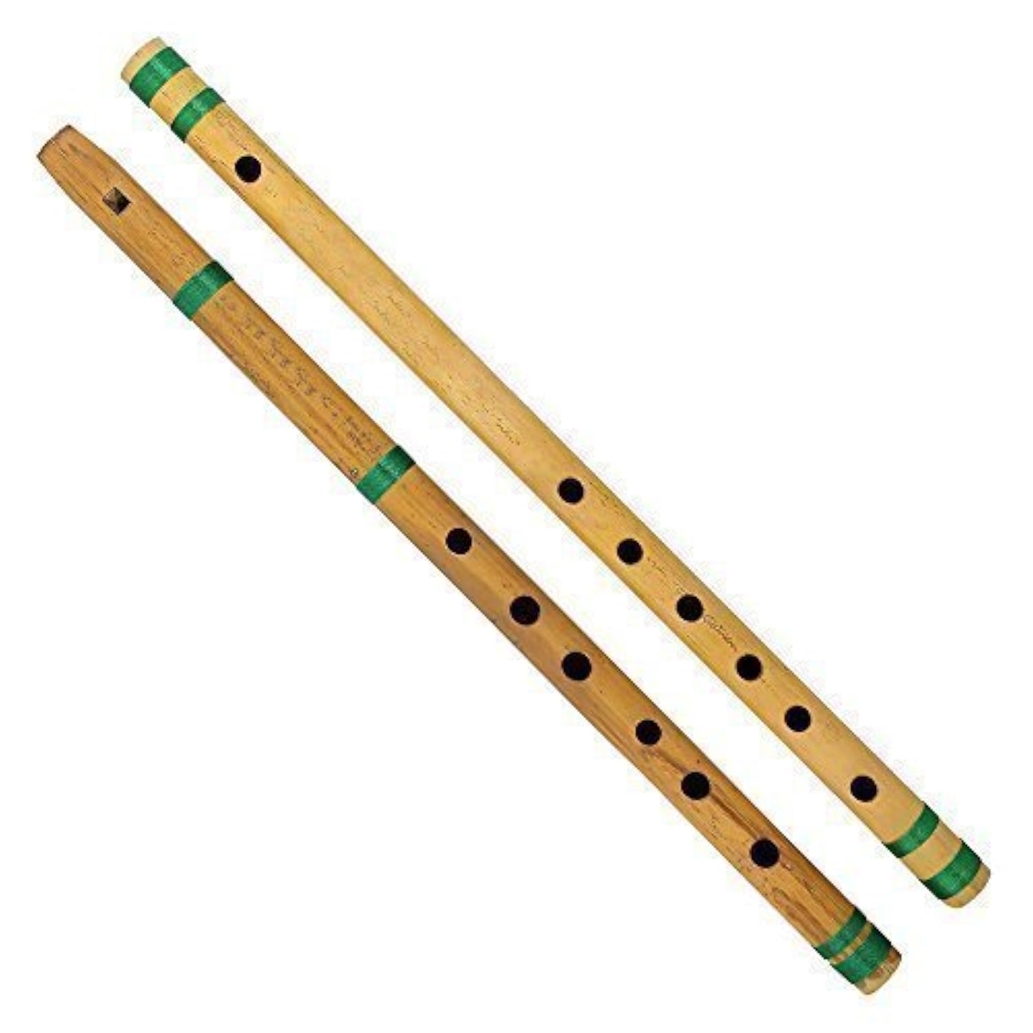 Whitewhale White Whale Indian Bansuri Bamboo Flute Set - Includes 2 Flutes: Fipple & Transverse - Indian Musical Instruments for Professional Use