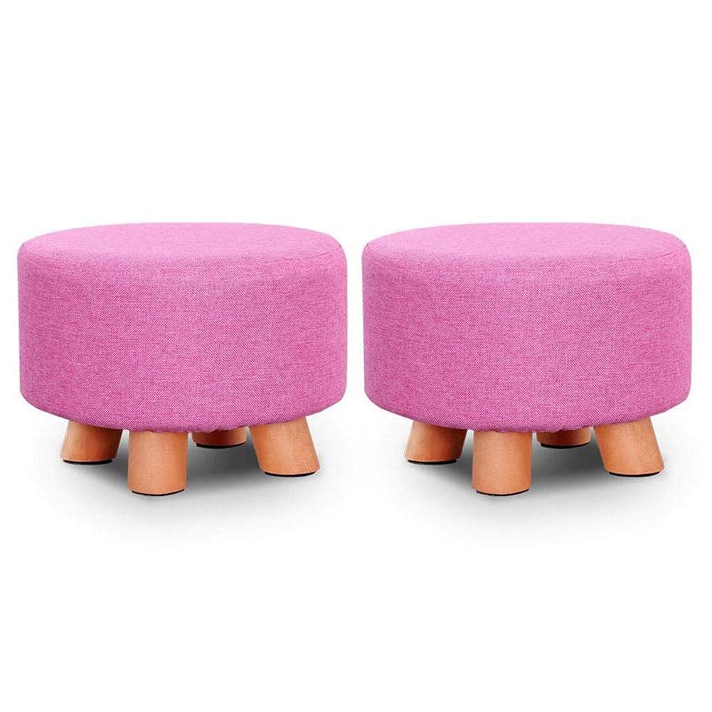 Repose-Pieds pour Salon et Petit Banc Hauteur 7.87In Ottoman Rond Rose en Bois